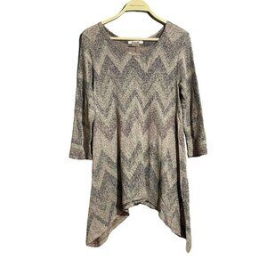 Phriends Sweater Tunic Women Size M Brown Ethnic Stripe Tribal Retro Boho Hippie